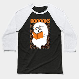 Funny Cartoon Ghost Reading Books // Ghost Booooks Boo Funny Halloween Baseball T-Shirt